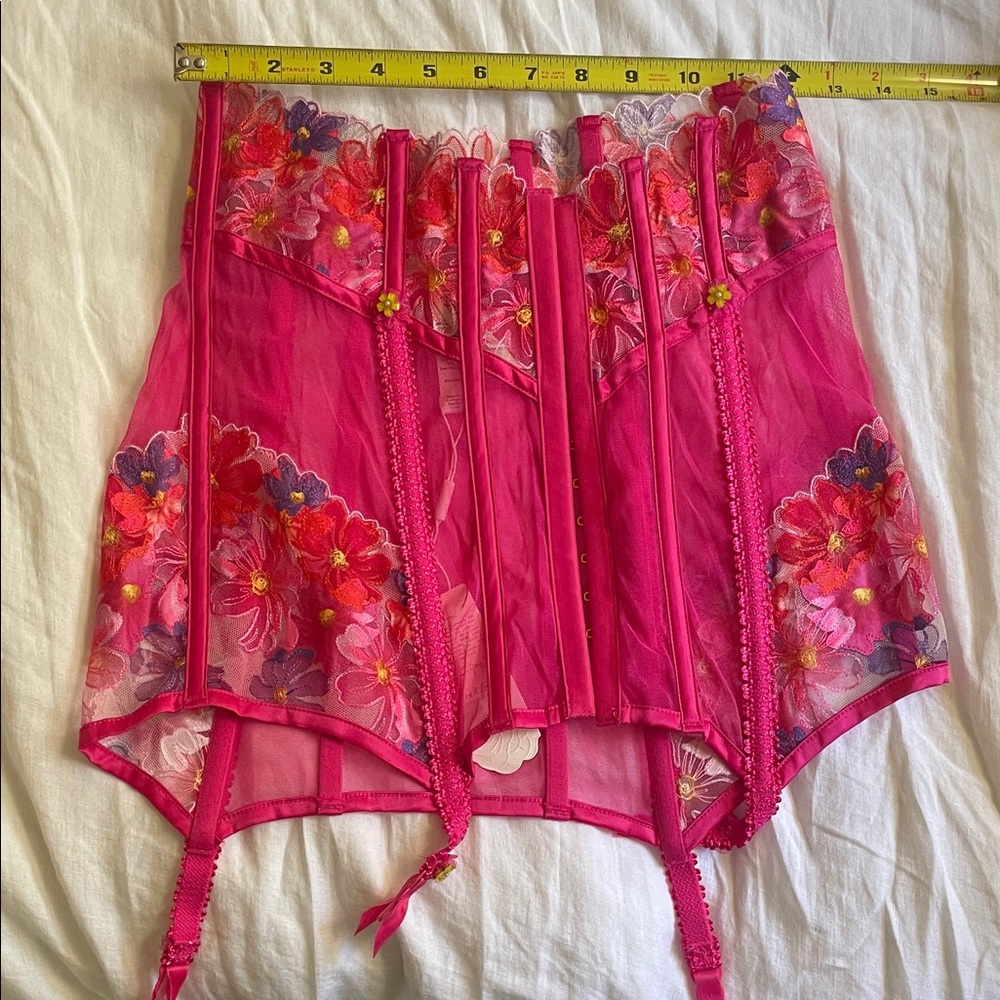 For Love And Lemons Pink Floral Lace Corset / garter